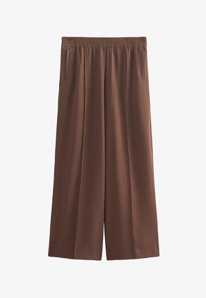 New Look, PINTUCK STRIPE WIDE LEG TROUSERS - Tracksuit bottoms - dark brown