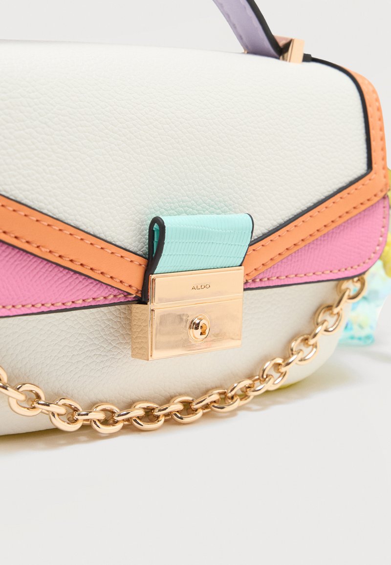 ALDO Multicolor Chevron Crossbody with White Base and Gold Chain Aldo White Chevron Quilted Crossbody Bag With Gold Chain  main image 4