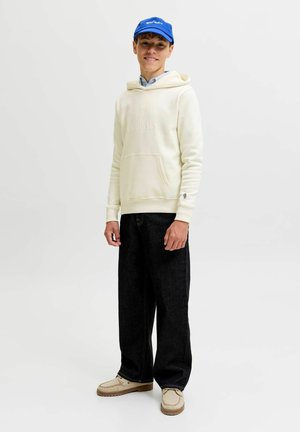 Jack & Jones Junior, HOODIE TEXT HOODIE JUNIOR - Mikina s kapucňou - whisper white
