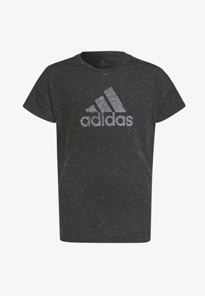 G BOS TEE - Print T-shirt - black melange/white