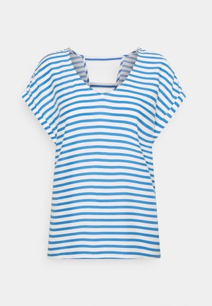 V NECK - T-shirt print - mid blue/white