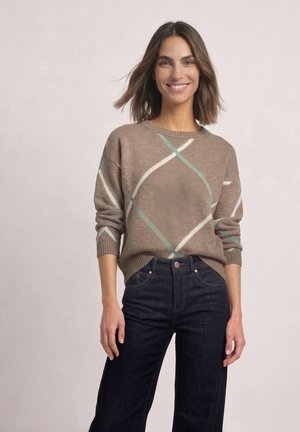Street One, BOAT-NECK SWEATER WITH INLAY PATTERN - Pullover - sanded amber mel.