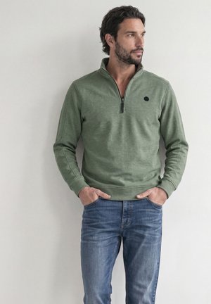 Street One MEN, SWEATSHIRT MIT STEHKRAGEN UND ZIPPER - Sweatshirt - willow green