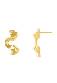 Orecchini in tono oro con un design scultoreo caratterizzato da forme curve e una superficie lucida. Inclusa una chiusura sicura a perno.