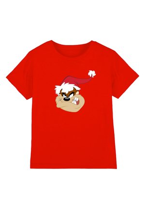 Cotton Soul, LOONEY TUNES TAZ SANTA HAT UNISEX - Print T-shirt - red