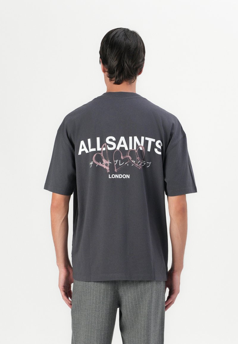 AllSaints AMORE CREW - Print T-shirt - washed black