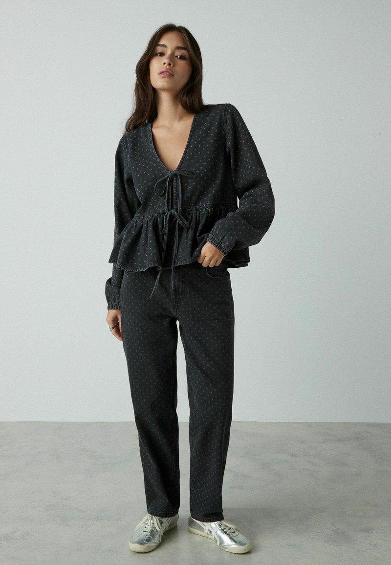 Next REGULAR FIT  FRONT SMOCK - Blůza - black polkadot