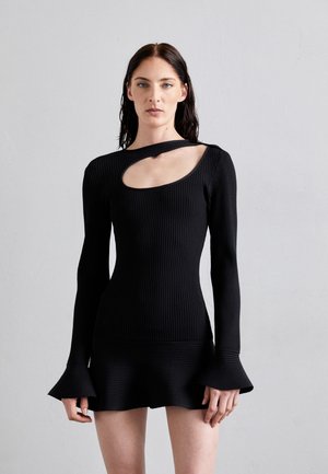 CHEST CUTOUT FLOUNCE HEM MINI DRESS - Kokteilinė suknelė / vakarėlių suknelė - black