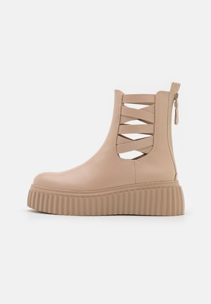 Even&Odd Enkellaarsjes met plateauzool - beige