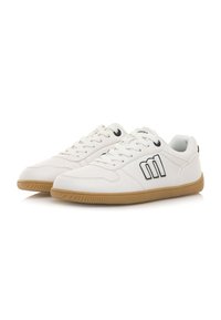 Sneaker bianche con dettagli neri, design con lacci e suola in gomma. Parte superiore in sintetico liscia con dettagli cuciti e logo.