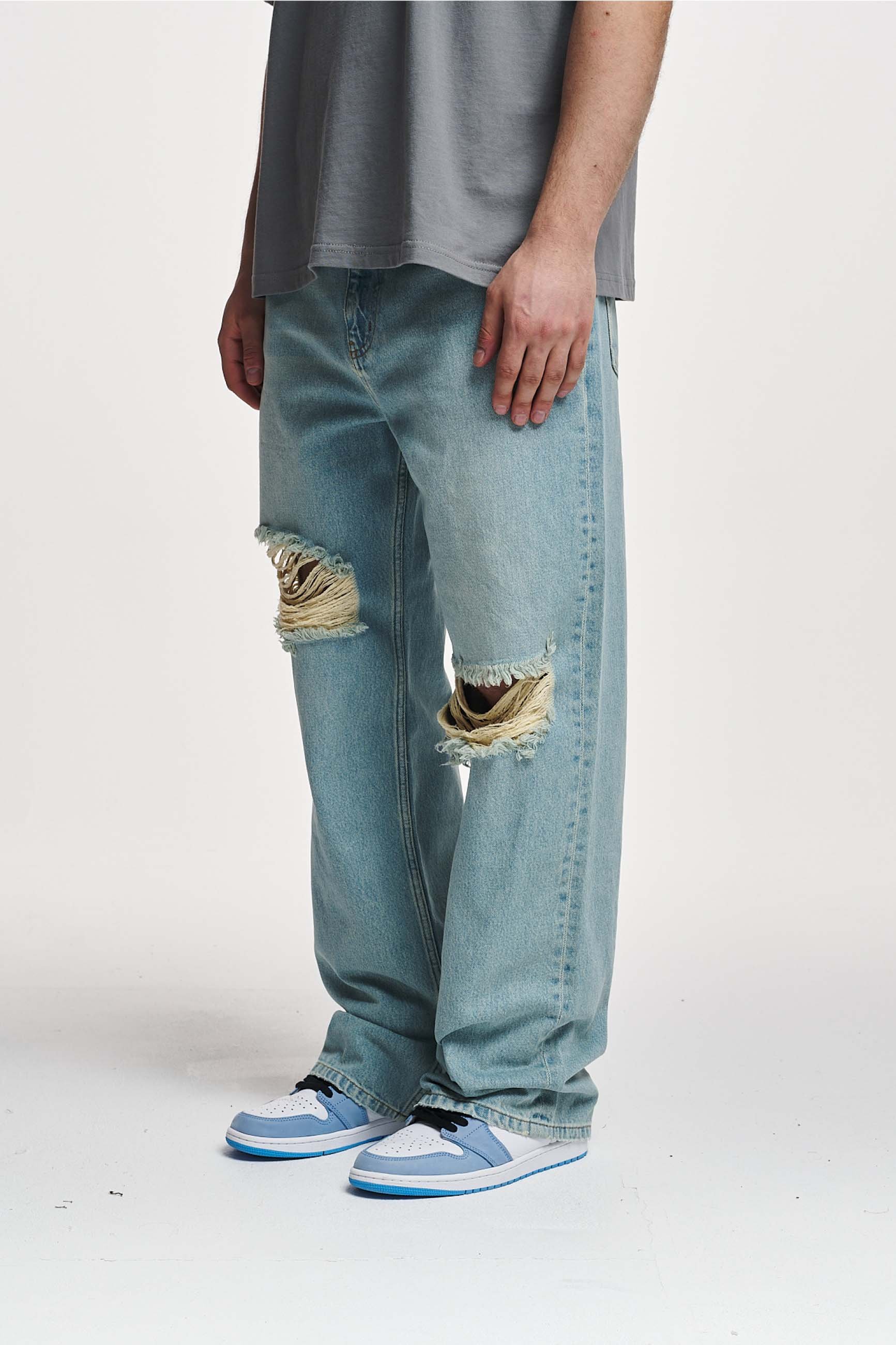 2Y Studios ANDUIN RIPPED BAGGY Baggy jeans sand blue/sand