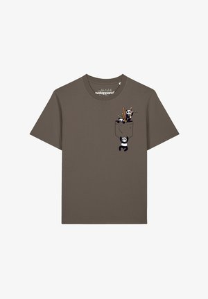 watapparel, POCKET PANDAS - T-shirt print - mocha