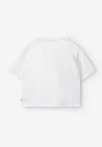 Witte cropped t-shirt van katoen, met korte mouwen, een ronde hals en een klein logolabel aan de linkerkant van de zoom.