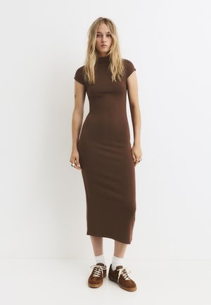 MOCK NECK MIDI - Trikoomekko - brown
