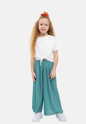 ELASTIC WAIST PRINTED WIDE LEG - Broek - blue