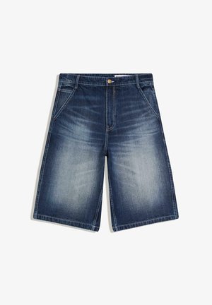 Bershka, BAGGY BERMUDA - Farmer rövidnadrágok - dark blue