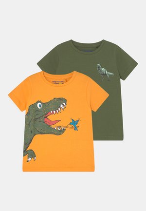 2 PACK - Triko s potiskem - blazing orange/bronze green