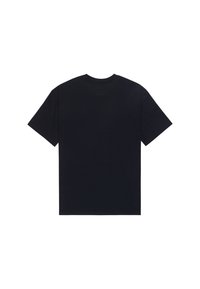 Sort bomulds T-shirt med korte ærmer, rund halsudskæring og ingen synlige grafik eller mønstre på bagsiden. Almindelig pasform.