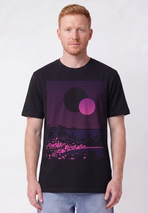 watapparel, SUN AND MOON SKYLINE UNISEX - T-shirt imprimé - black