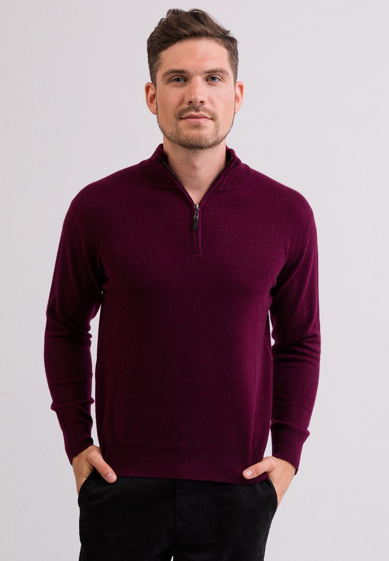CASH-MERE STEHKRAGEN  - Cardigan - cranberry rot