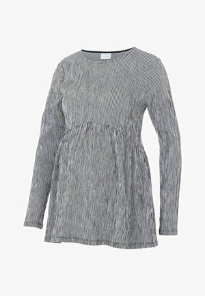 Svartvit rutmönstrad långärmad mammatröja med rund halsringning och insamlad midja för extra komfort. Mjuk tygstruktur.