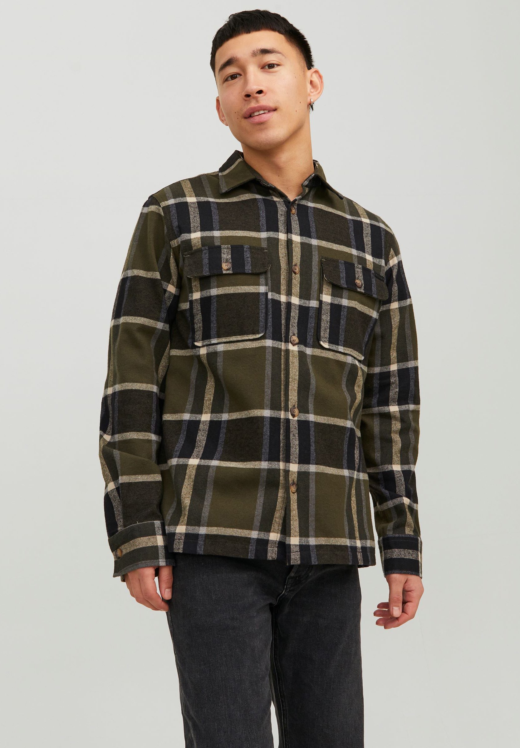 Lownn シャツジャケット シャツ DISTORTION PRINT SHIRT LS