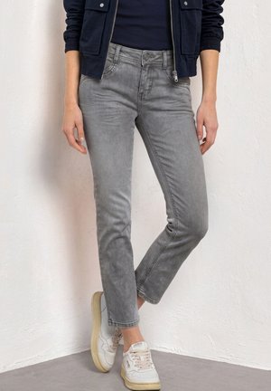 Street One, MID-RISE STRAIGHT LEG JEANS IN A SLIM FIT - Vaqueros slim fit - light grey random washed