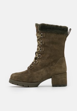 Platform ankle boots - khaki