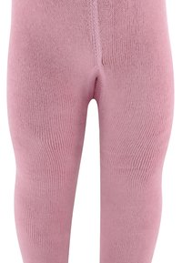 Rosa gestrickte Leggings mit geripptem Muster, weichem Stoff und nahtlosem Design. Die Leggings haben einen anliegenden, elastischen Bund.