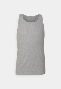Grå, ærmeløs tanktop i blødt stof med rund halsudskæring og en afslappet pasform, uden synlige mønstre eller accenter.