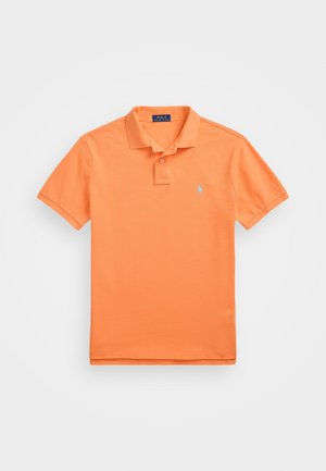 Orcode polo majica iz bombažnega materiala, s klasičnim ovratnikom, tri gumbi na zapenjanju, kratkimi rokavi in majhnim modrim logotipom na prsih.