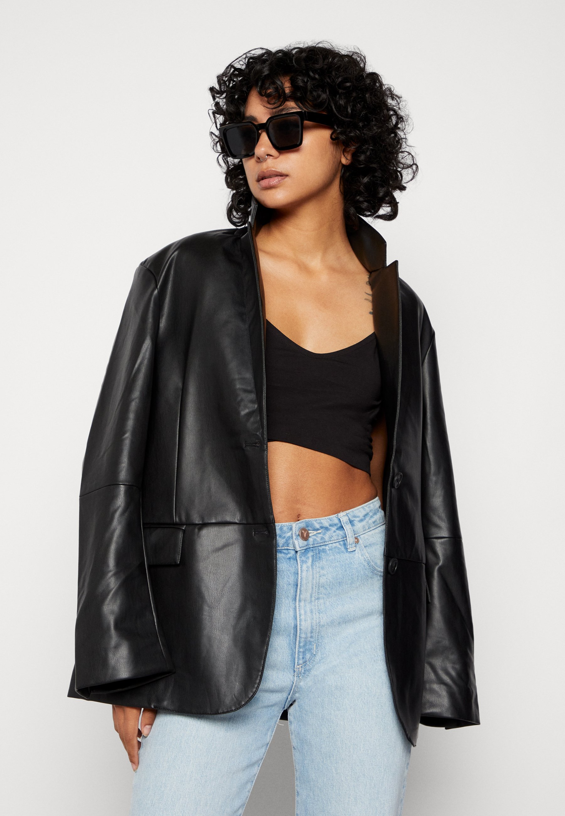 Monki leather shirt Clearance