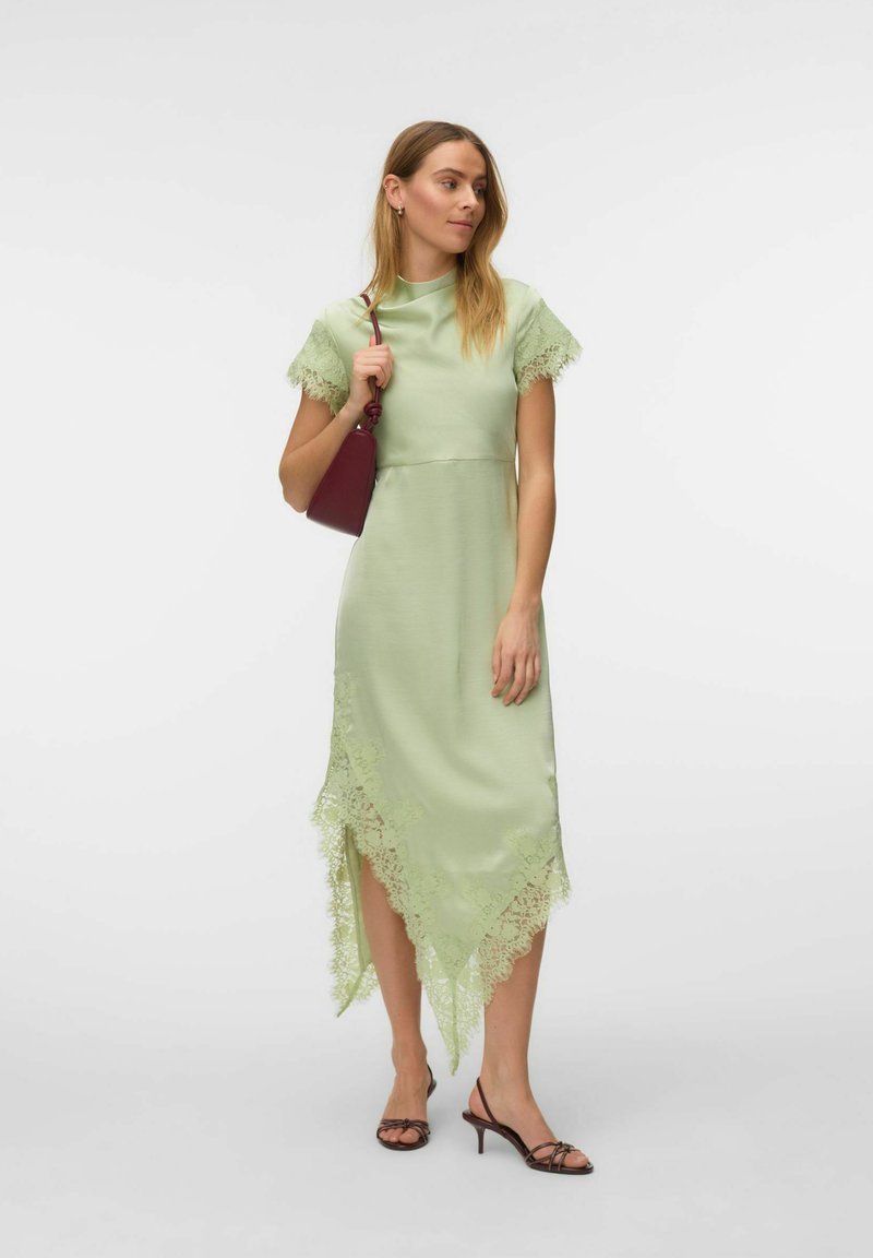 vero moda green dress Vero Moda Dress Womens S Small Ivy Green Rib Off Shoulder Lettuce Trim Bodycon