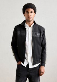 Antony Morato REGULAR FIT IN INTERLOCK BLEND WITH EFFECT LOGO PRINT - Sweater met rits - black