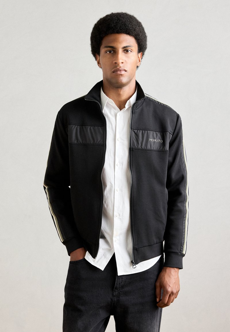 Antony Morato REGULAR FIT IN INTERLOCK BLEND WITH EFFECT LOGO PRINT - Sweater met rits - black