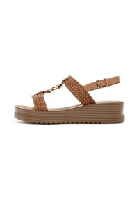 Derimod Sandalen met plateauzool - light brown
