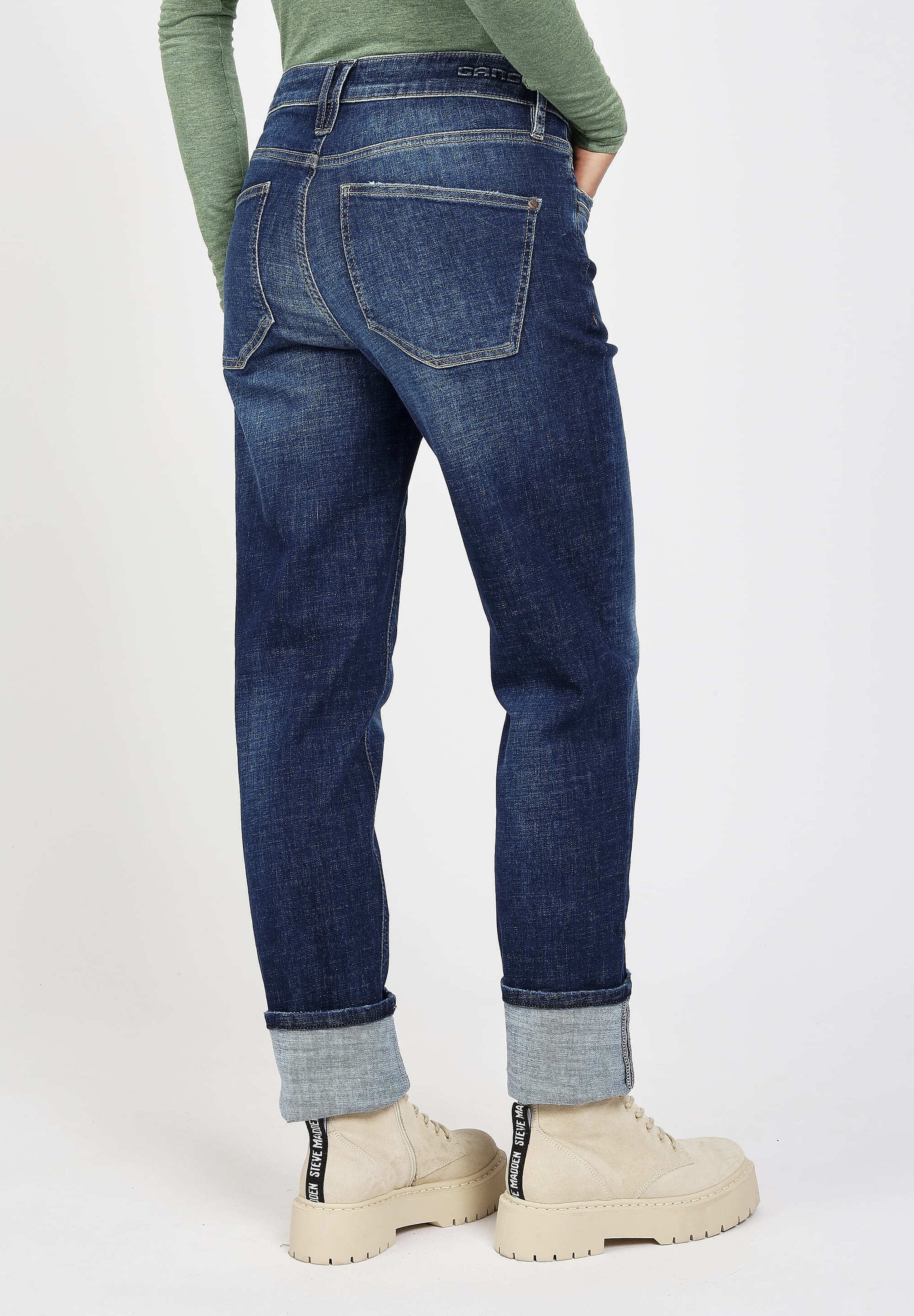 【ou._.uo】kisstheclub open denim pants Gang GANG STACY - Jeans Straight Leg - darkblue cross hatch