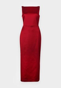 High-Neck Satin Sculpt Midi Dress - Pidulikud riided - red