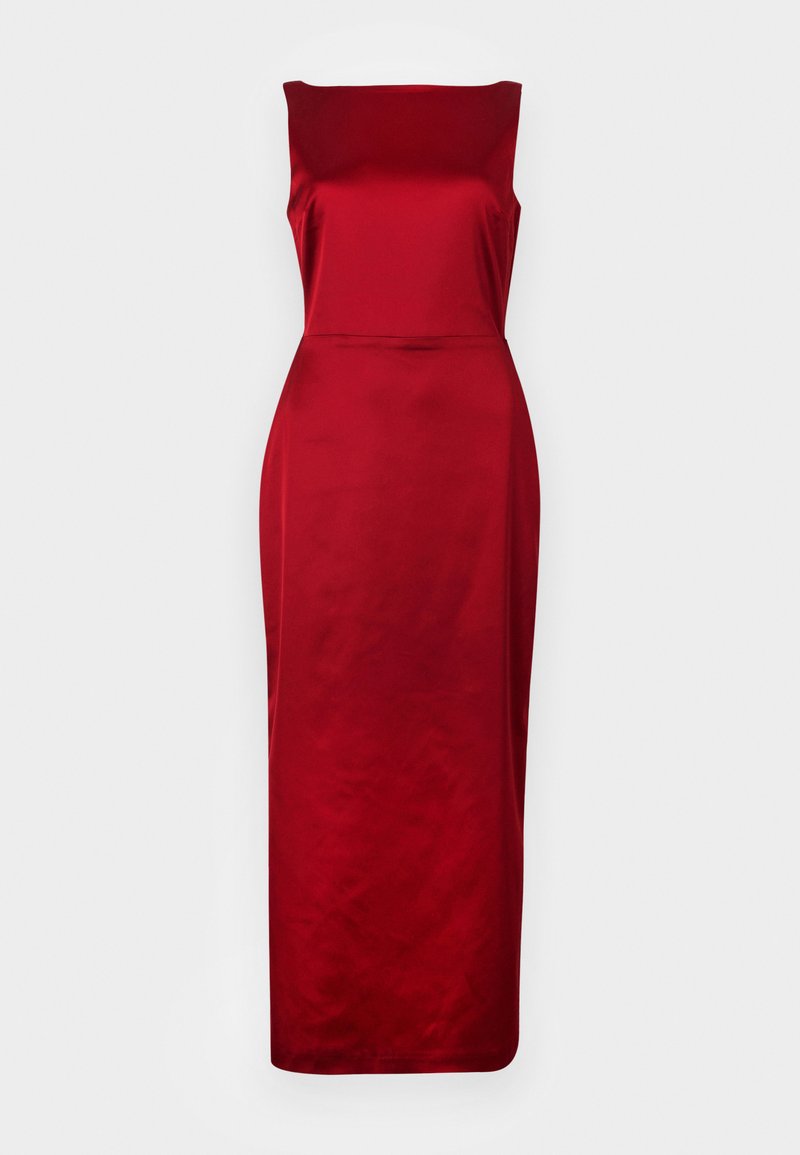 Abercrombie & Fitch High-Neck Satin Sculpt Midi Dress - Occasion wear - red  - Zalando.co.uk