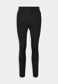 Svarta leggings i stretchigt material, med hög midja och slät textur. Designen är kroppsnära utan synliga mönster eller hårdvara.