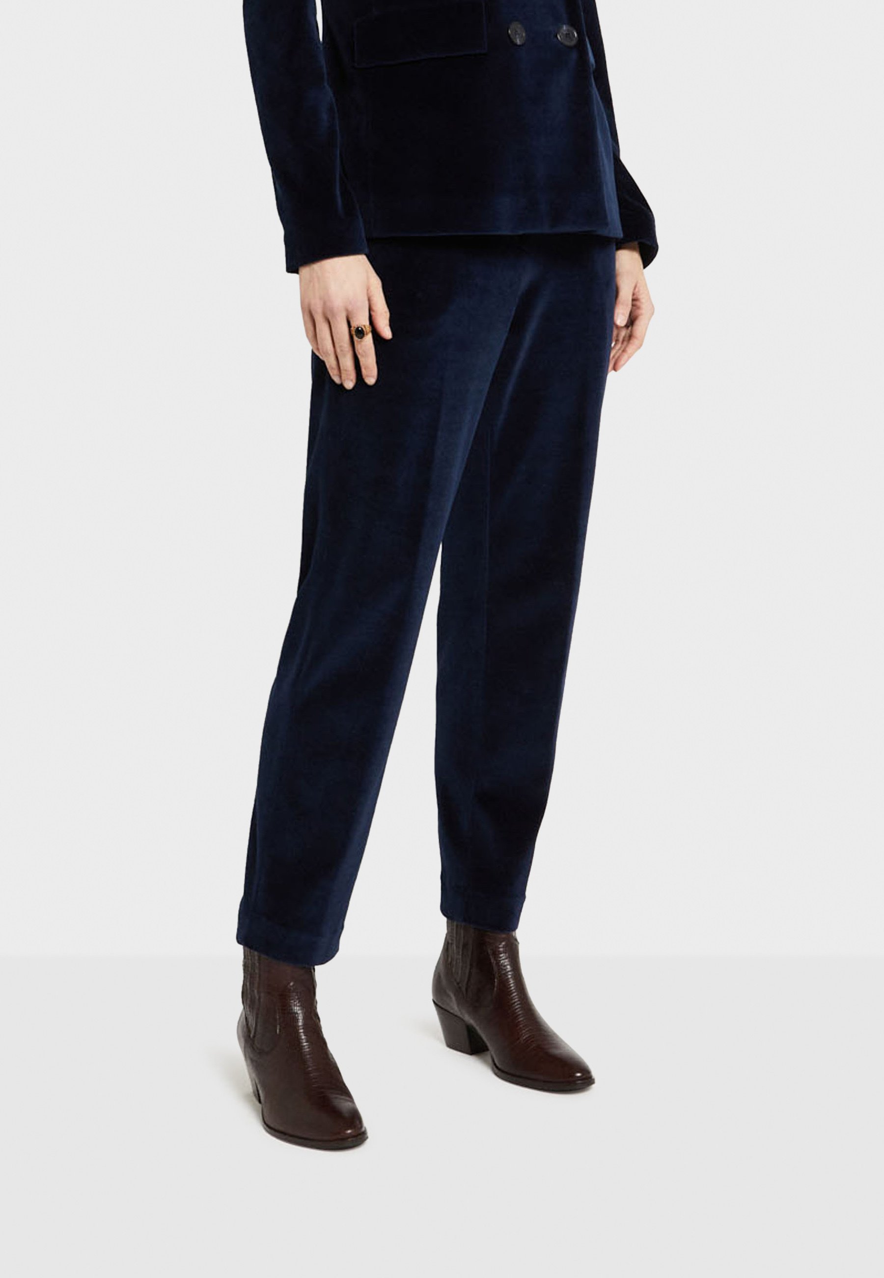 princess polly baby blue dress Navy Blue Velvet High Waisted Wide Leg Trousers main image 1