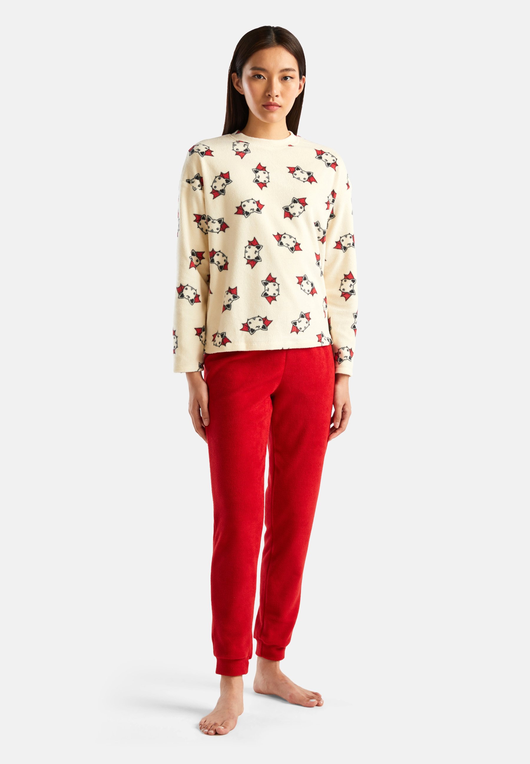 United Colors Of Benetton OPEN IN WITH ALL-OVER PRINT WITH PIPING AND HEART-SIDE BREAST POCKET Pigiama Multicolor 4be82s001 T11