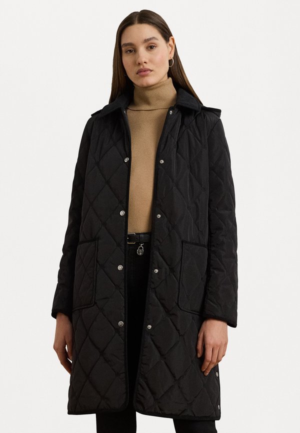 CORDUROY-TRIM LOGO QUILTED HOODED COAT - Winter coat
