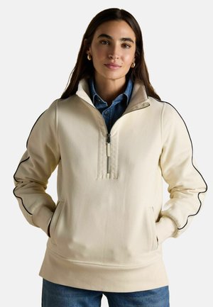 REGULAR FIT - BRONTE FUNNEL NECK QUARTER ZIP  - Mikina - cream
