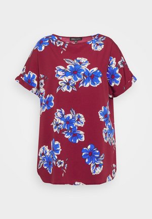 CAPSULE by Simply Be BOXY - T-shirt estampada - dark red/blue