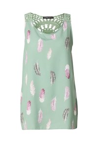 Cloud 5ive MUSSELIN MIT HÄKELEINSATZ HINTEN FEDER AOP - Topper - aqua green