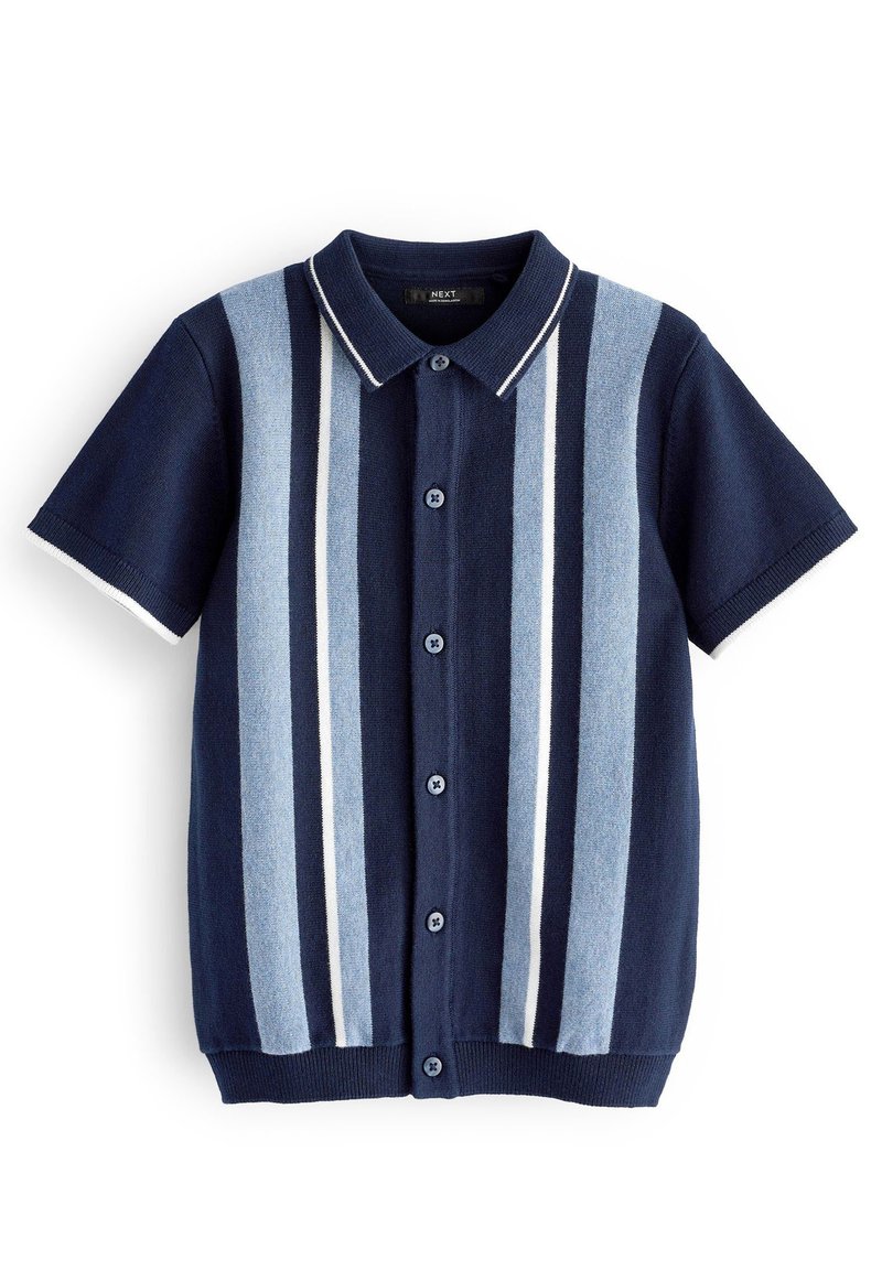 Next KNITTED SHORT SLEEVE BUTTON THROUGH POLO SHIRT Vest navy/blauw