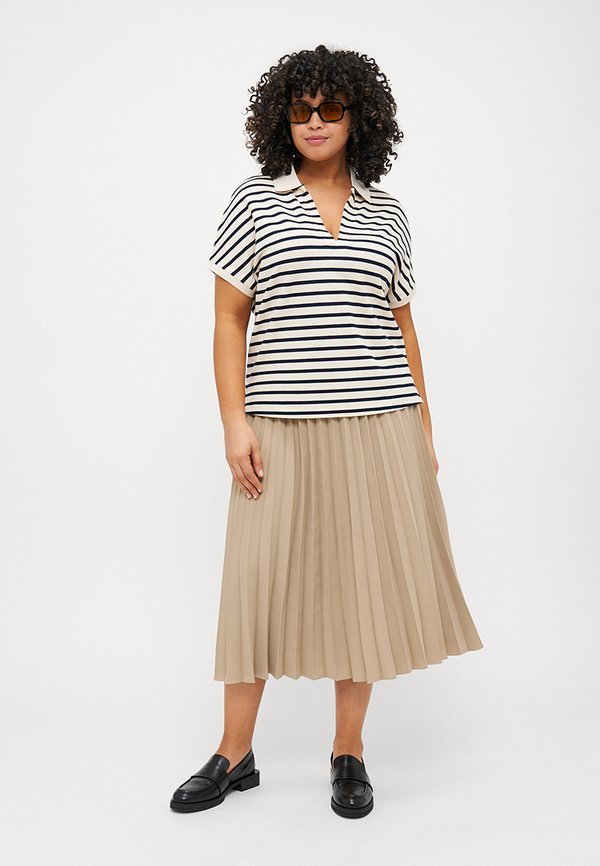 FLUID PLEATED MIDI SKIRT - Pleated skirt - beige3