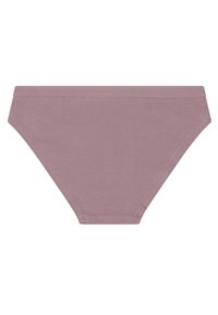 Lilla bomulds-bikini med høj talje, glat tekstur og diskrete sting detaljer langs kanten. Klassisk snit uden mønstre.