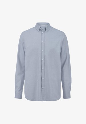 Lichtblauw overhemd met lange mouwen, button-down kraag, zachte textuur en een voorpand met gelijkmatig verdeelde knopen.